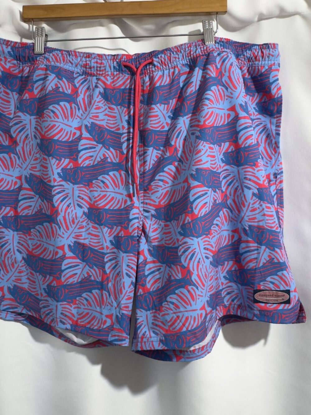 Vineyard Vines 7" Swim Trunks Mens XXL All Over Fish Print Mesh Lined Pockets